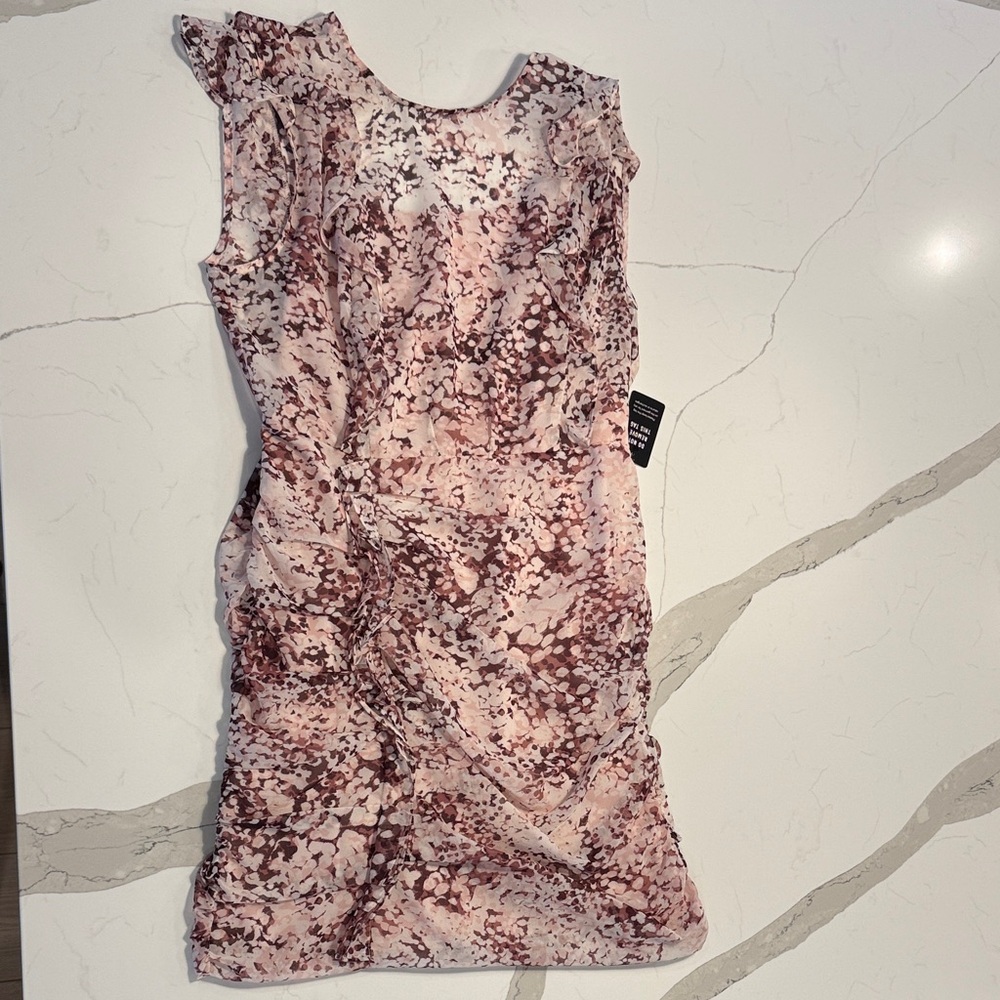 Express Pink and Brown Patterned Mini Dress